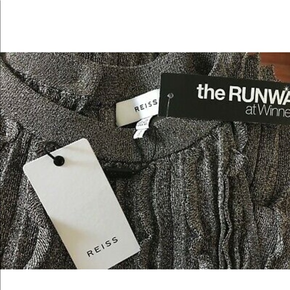 NWT Runway Reiss Metalic knit Silver dress US 10 - Picture 2 of 5
